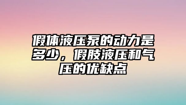 假體液壓泵的動力是多少，假肢液壓和氣壓的優(yōu)缺點(diǎn)