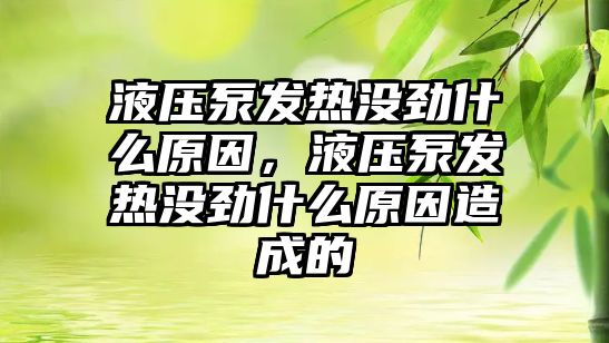 液壓泵發(fā)熱沒勁什么原因，液壓泵發(fā)熱沒勁什么原因造成的