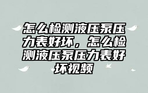 怎么檢測液壓泵壓力表好壞，怎么檢測液壓泵壓力表好壞視頻