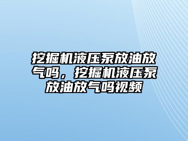 挖掘機(jī)液壓泵放油放氣嗎，挖掘機(jī)液壓泵放油放氣嗎視頻