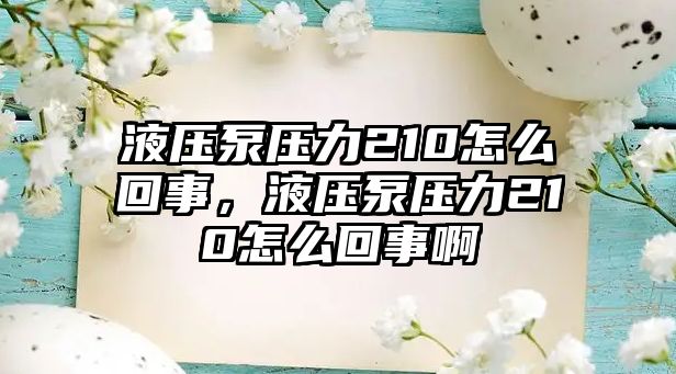 液壓泵壓力210怎么回事，液壓泵壓力210怎么回事啊