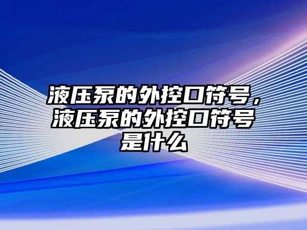 液壓泵的外控口符號，液壓泵的外控口符號是什么