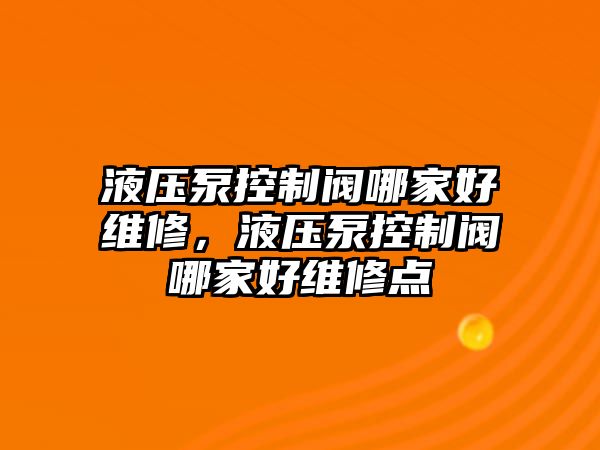 液壓泵控制閥哪家好維修，液壓泵控制閥哪家好維修點