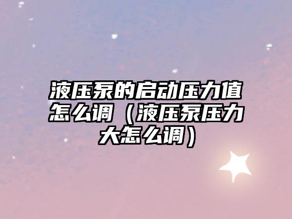 液壓泵的啟動壓力值怎么調（液壓泵壓力大怎么調）